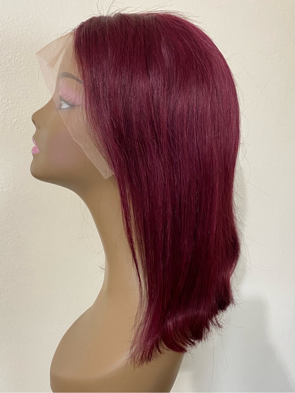 14 Inch 99J Burgundy Wig 13x4 Lace Front Human Hair Bob 150% Density Glueless